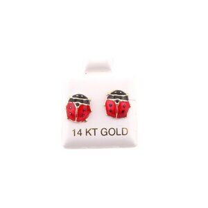 Women's 14k Gold Jewelry Ladybug Animal Stud Earrings Screw Post Backing **